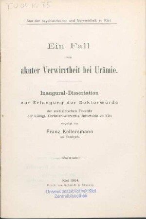 Ein Fall von akuter Verwirrtheit bei Urämie