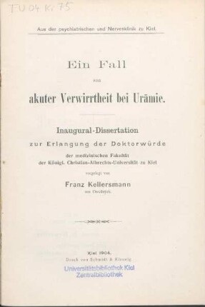 Ein Fall von akuter Verwirrtheit bei Urämie