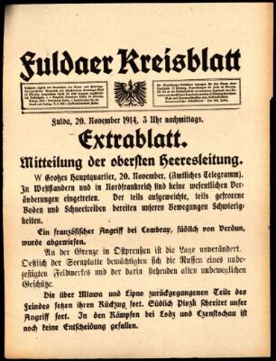 Zweite Ausgabe vom Freitag, den 20. November 1914.