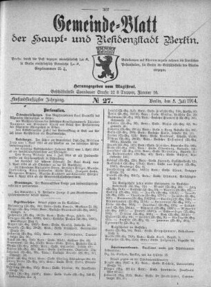 1914,27: No. 27, 5. Juli 1914