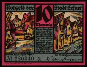 10 Pfennig Notgeld der Stadt Erfurt