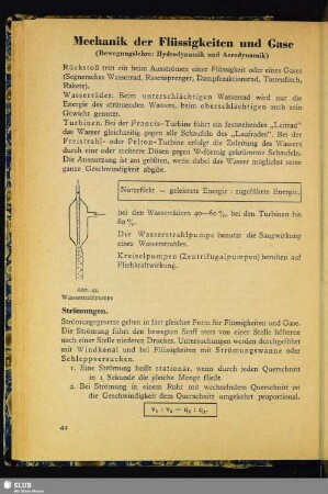 Mechanik der Flüssigkeiten und Gase (Bewegungslehre: Hydrodynamik und Aerodynamik)