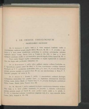 I. Ex Ordine Theologorum