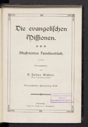 14.1908: Die Evangelischen Missionen : ill. Familienbl. : Zeitschr. d. Deutschen Evangelischen Missions-Hilfe