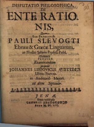 Disputatio Philosophica, De Ente Rationis