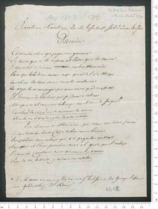 Parodie auf Adelbert von Chamissos Gedicht "Von Karoline"