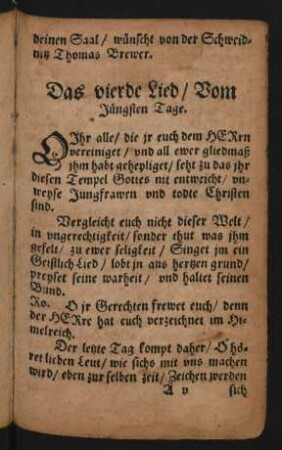 Das vierde Lied/ Vom || Jüngsten Tage. ||