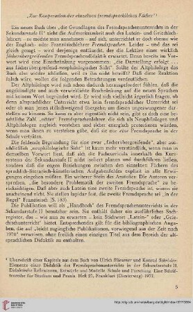 "Zur Kooperation der einzelnen fremdsprachlichen Fächer"