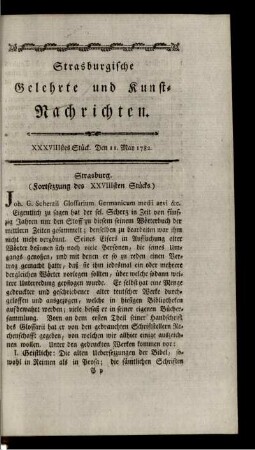 XXXVIIIstes Stück. Den 11. May 1782.