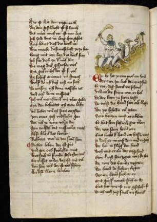 Ein Mann mit Keule, Hund und Hase; (Von einem alten Hund, Kapitel XXXI nach Pfeiffer)