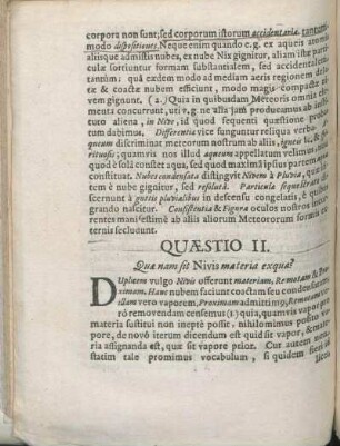 Quæstio II. Quæ nam sit Nivis materia exqua?