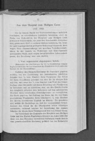 Aus dem Hospital zum Heiligen Geist. 1632--1642.