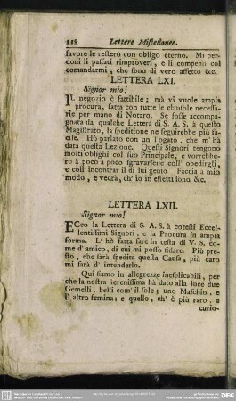 Lettera LXII. Signor mio!