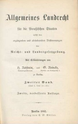 Bd. 2: (Theil I, Titel 12 - 23) : nebst den ergänzenden und abändernden Bestimmungen der Reichs- und Landesgesetzgebung