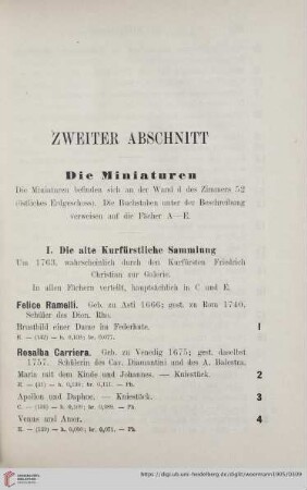 Zweiter Abschnitt: Die Miniaturen (Nr. 1 - 223)