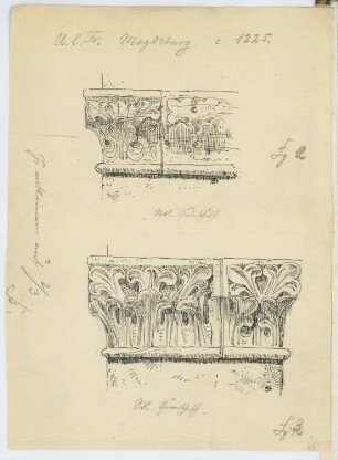 Dom, Magdeburg: Details Kapitelle (aus: Skizzen- und Fotoalbum 12)