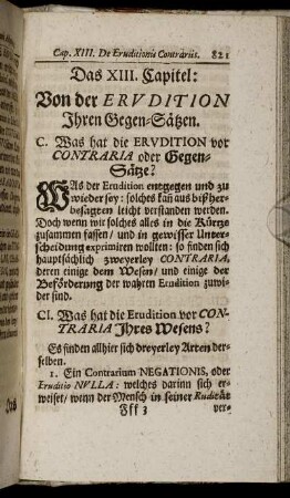 Das XIII. Capitel: Von der Erudition Ihren Gegen-Sätzen.