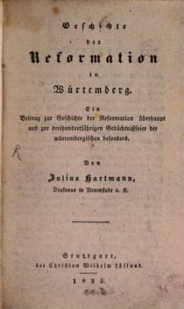 Geschichte der Reformation in Würtemberg