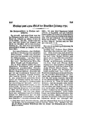 Beylage zum 49ten Stück der Deutschen Zeitung 1791