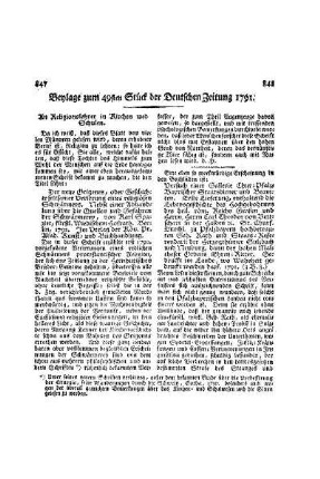 Beylage zum 49ten Stück der Deutschen Zeitung 1791