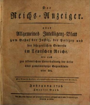Kaiserlich privilegirter Reichs-Anzeiger. 1798, 2