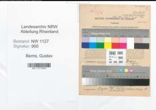 Entnazifizierung Gustav Berns , geb. 19.09.1903 (Kassenleiter)