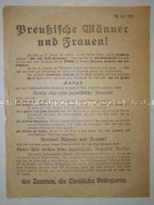 Propagandaflugblatt des Zentrums zur preußischen Landtagswahl 1919