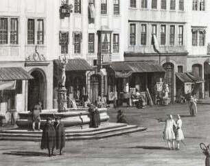Der Altmarkt zu Dresden von der Schloßstraße aus