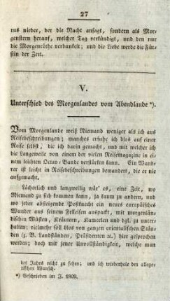V. Unterschied des Morgenlandes vom Abendlande
