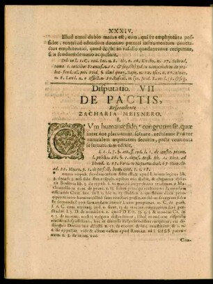 Disputatio. VII De Pactis ... Zacharia Meisnero.