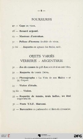 Fourrures (Nr. 27-30bis)