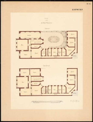 Städtisches Wohnhaus: Grundrisse EG und 1.OG