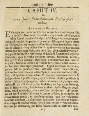 Articulus Primus
