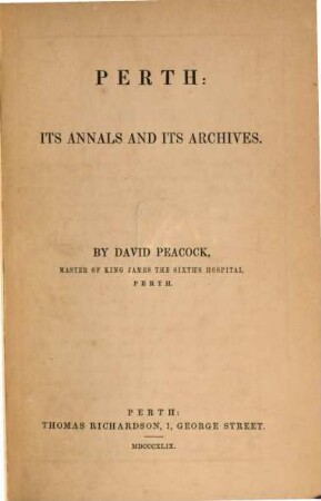 Perth: its annals and its archives