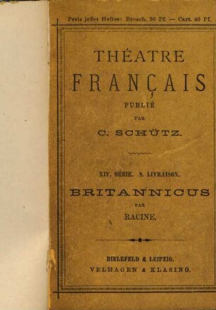 Britannicus, tragédie en 5 actes et en vers par Jean Racine : (Théâtre français XIV. série 8. livr.)