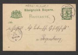 Brief von Jöckel an Regensburgische Botanische Gesellschaft