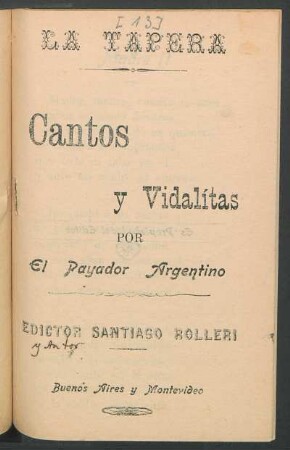 La tapera : cantos y vidalítas