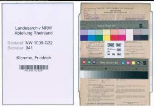 Entnazifizierung Friedrich Klemme , geb. 16.11.1901 (Verw.Beamter)