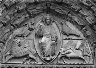 Majestas Domini, Christus in der Mandorla mit den Evangelistensymbolen