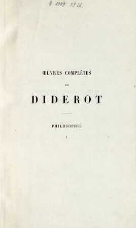 T. 1: Œuvres complètes de Diderot