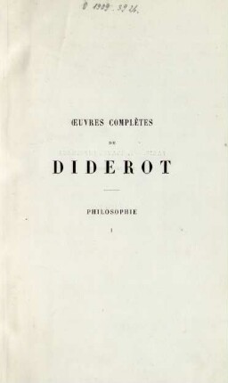 T. 1: Œuvres complètes de Diderot