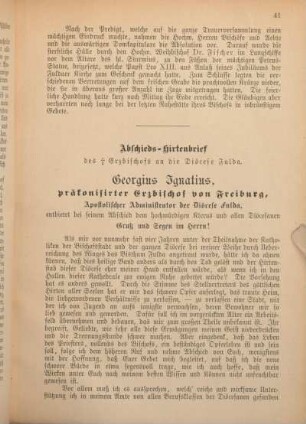 Abschieds-Hirtenbrief des Erzbischofs an die Diöcese Fulda.