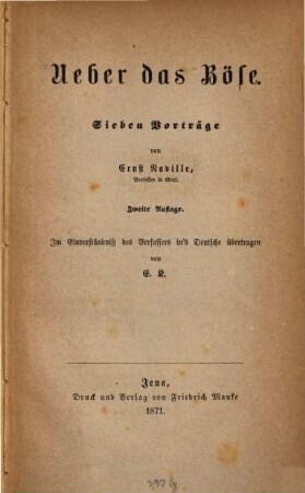 Ueber das Böse : sieben Vorträge
