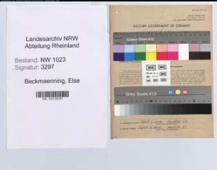 Entnazifizierung Else Beckmaenning , geb. 19.03.1903 (Postassistentin)