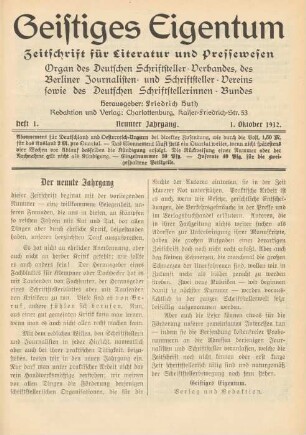 Heft 1 (1. Oktober 1912)
