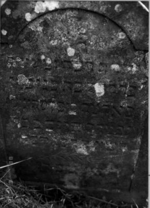 Grabstein 53 (Index: 100108870) Material: Sandstein Zustand: sehr schlecht, verwittert, Textverlust Maße HxBxT: 67x49x10 cm Symbolik: unten kleiner Zweig: Grabstein 53A