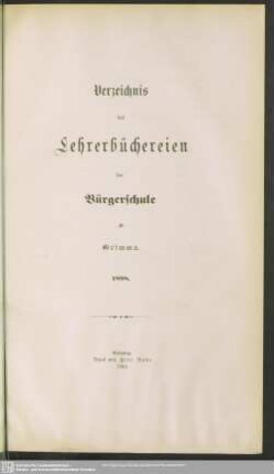 Verzeichnis der Lehrer- und Schülerbüchereien