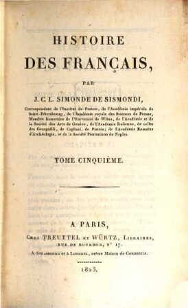 Histoire des Français. 5