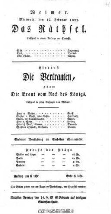 Die Vertrauten, oder: Die Braut vom Rock des Königs
