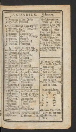 Januarius. Jänner.